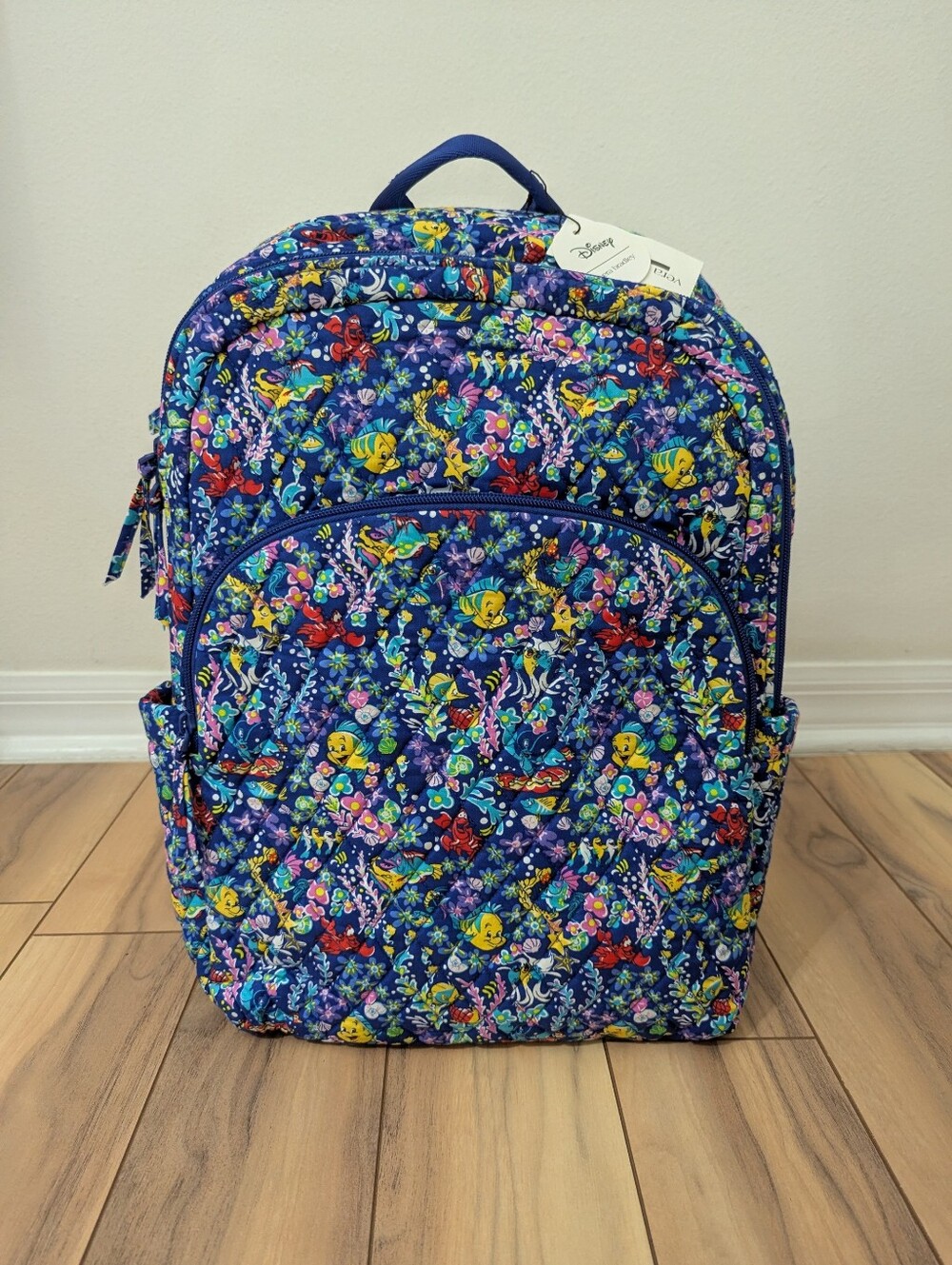 NWT! Vera Bradley X Disney Cotton Large Backpack Ariel Floral Deep Ultramarine